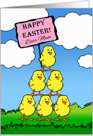 Easter for Mum with Cheering Chicks in Triangle Formation card