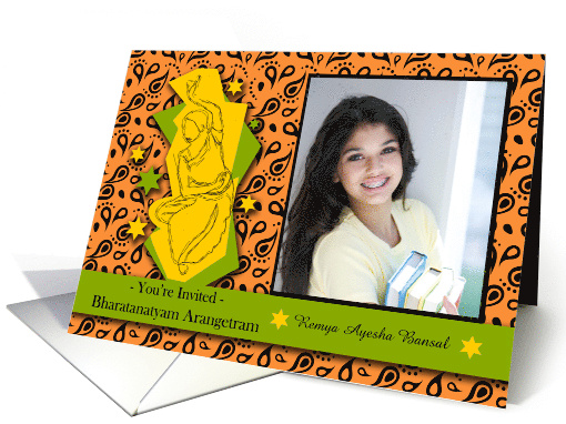 Bharatanatyam Arangetram Invitation with Add Your Picture... (1062805)