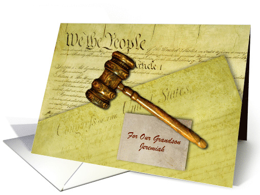 For Grandson Congratulations Law School Graduation with Gavel card