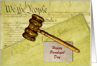 Paralegal Day Custom Front Text with Documents and Gavel card