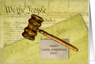 Happy Legal Assistant Day, Documents and Gavel card