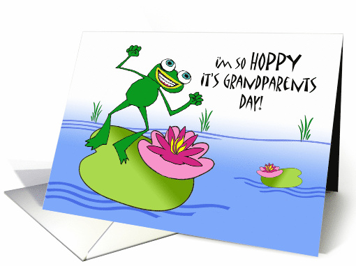 Hoppy Grandparents Day with Happy Frog on Lily Pad card (1070843)