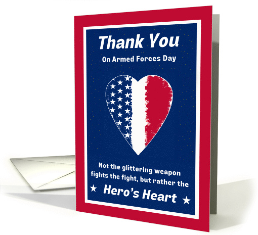 Armed Forces Day with Patriotic Hero's Heart and Ancient Proverb card