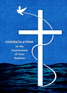 Adult Baptism Anniversary with White Dove and Cross Over Water