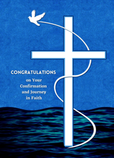 Godson Confirmation Congratulations with Dove and Cross Over Water