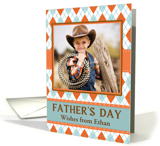 Custom Front Father's Day Add Your Photo Argyle Pattern card (1096672)