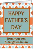 From Son and Daughter in Law Fathers Day with Argyle Design card