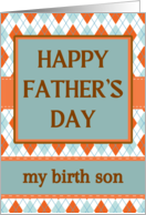 For Birth Son Father’s Day Geometric Diamond Argyle Design card