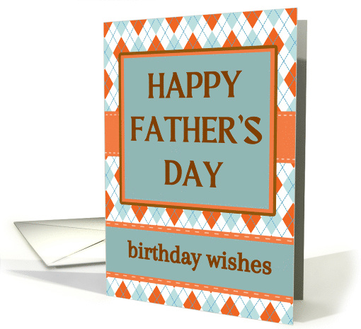 Birthday on Father's Day with Geometric Argyle Design card (1096978)