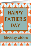 Birthday on Father’s Day with Geometric Argyle Design card