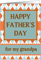 For Grandpa Father’s Day with Geometric Argyle Diamond Design card