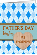 For Poppy Fathers Day with Argyle Pattern in Blue with Heart card