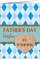 For Poppa Fathers Day with Argyle Pattern in Blue and Heart card