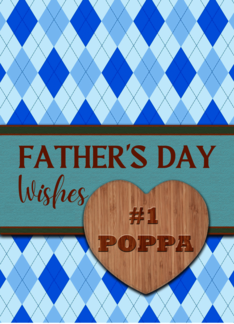 For Poppa Father's Day with Argyle Pattern in Blue and Heart