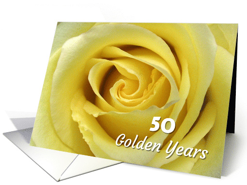 50th Wedding Anniversary with Lemon Yellow Rose Photograph card