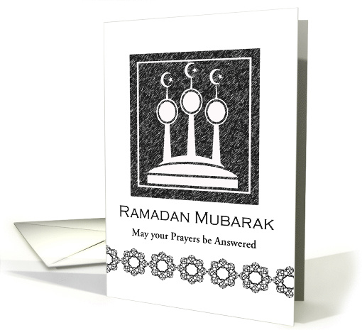 Ramadan Mubarak Custom Front with Abstract Mosque Minarets card