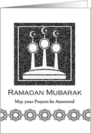 Ramadan Mubarak Custom Front with Abstract Mosque Minarets card