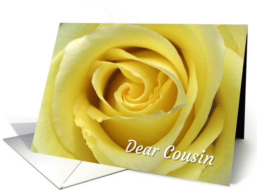 Cousin Bridesmaid Invitation with Lemon Yellow Rose Up Close card