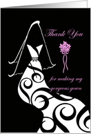 Wedding Gown Seamstress Thank You with Modern Gown card