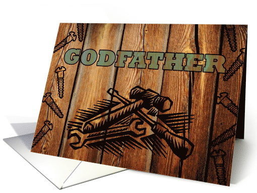 Birthday for Godfather with Faux Woodburned Tools and Screws card