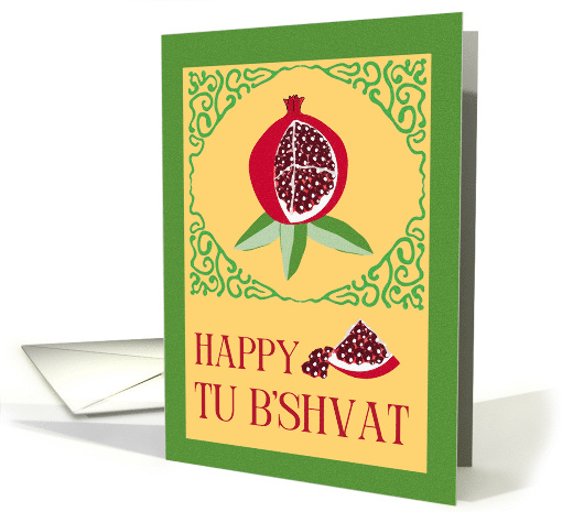 Happy Tu B'Shvat with Retro Vintage Pomegranate Fruit card (1123696)
