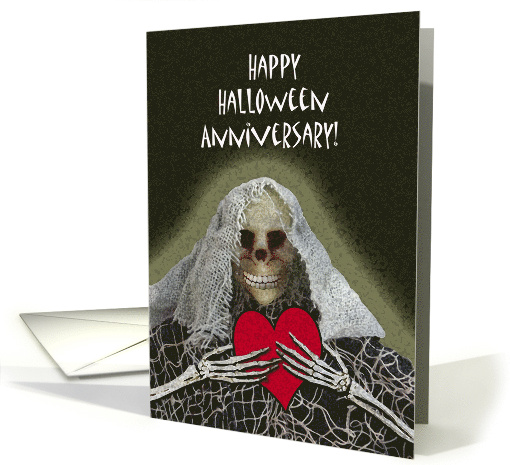 Halloween Anniversary with Skeleton Ghoul and Big Red Heart card