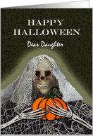 Halloween for Daughter with Skeleton Ghoul and Pumpkin card