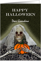 Halloween for Grandma with Skeleton Ghoul and Pumpkin card