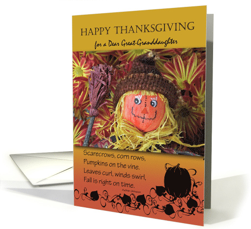 Thanksgiving for Great-Granddaughter with Scarecrow and Poem card