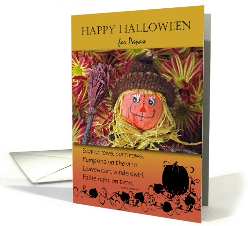 Halloween for Papaw, Folk Art Scarecrow and Fall Poem card (1142238)