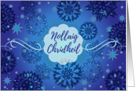 Scottish Gaelic Christmas Nollaig Chridheil with Snowflakes and Stars card