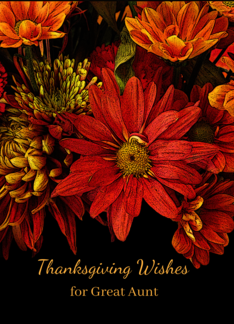 For Great Aunt Thanksgiving Wishes with Autumn Flowers