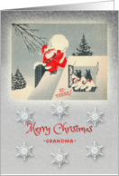 Vintage Christmas for Grandma with Santa and Fox Terriers card