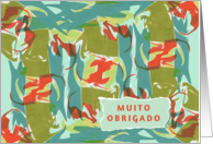 Portuguese Thank You Muito Obrigado with Abstract Design card