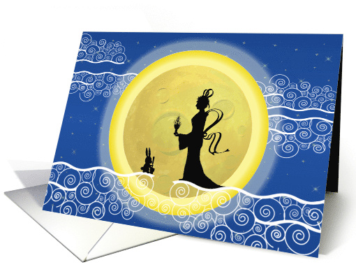 Chinese Mid Autumn Festival Chang e Moon Goddess and Jade Rabbit card
