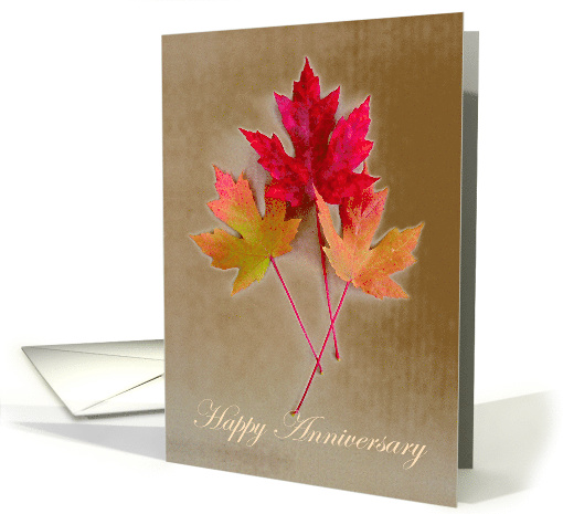 Happy Autumn Wedding Anniversary, Fall Leaves card (1181336)