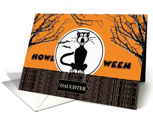 Funny Halloween for Daughter with Yawning Howling Cat card (1185172)