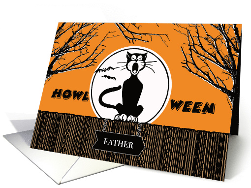 Funny Halloween for Birth Dad with Screaming Cat card (1185608)