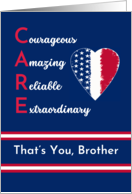 For Brother Nurses Day with Patriotic Heart and CARE Acronym card