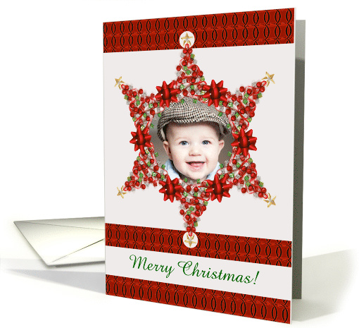 Merry Christmas Photo Star, Add Your Photo and Custom Text card