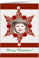 Merry Christmas Photo Star, Add Your Photo and Custom Text card