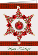 Happy Holidays Christmas Ornaments with Ribbons and Bows Star card