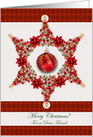 Christmas for Friend with Star Created from Festive Ornaments card