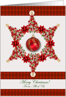 Christmas from All of Us with Star Decorated with Ornaments card