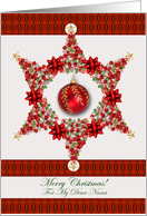 Christmas for Nana with Ornaments Ribbons and Bows Star card