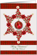For Partner Merry Christmas Star Decoration with Ornament and Bows card