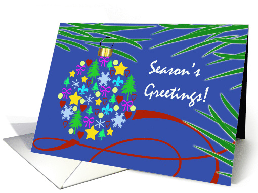 Season's Greetings Christmas Ornament with Holiday Symbols card