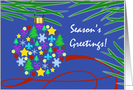 Season’s Greetings Christmas Ornament with Holiday Symbols card