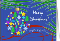 Neighbor and Family Christmas with Symbols Ornament card