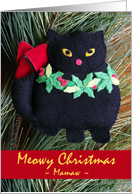 Meowy Christmas for Mamaw Black Cat Felt Ornament card